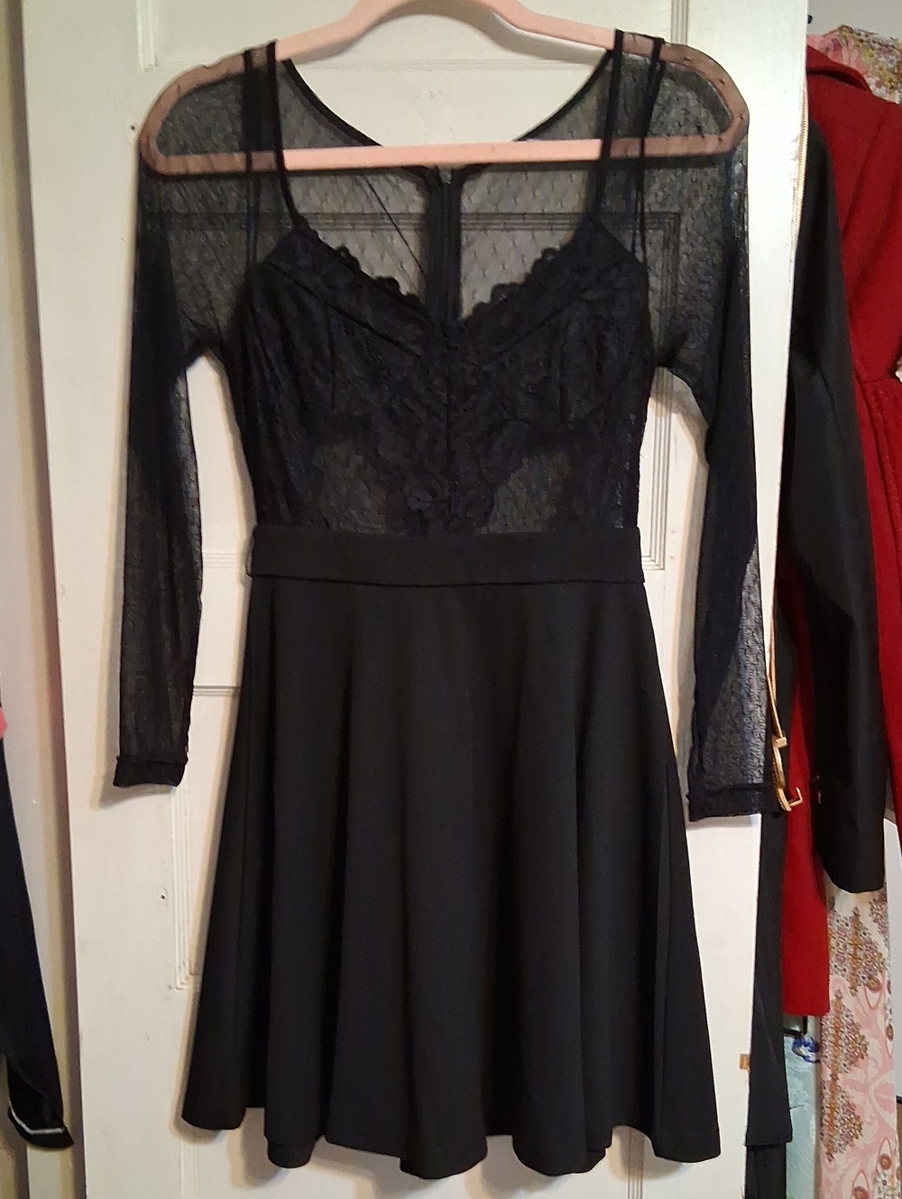 Bebe Women's Black Lace Fit-and-Flare Dress